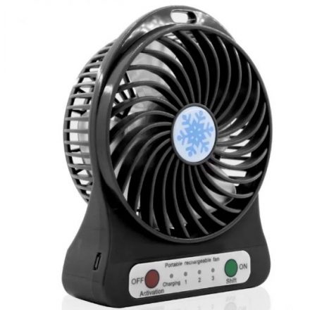 Többfokozatos, hordozható, akkumulátoros ventilátor LED fénnyel